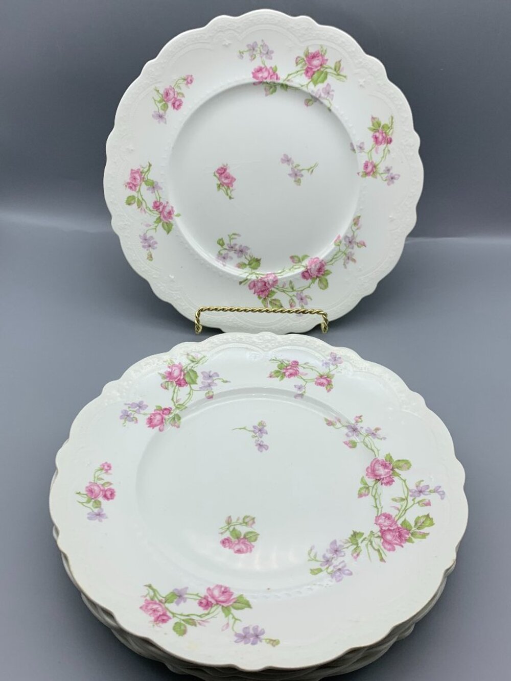 Vtg Johnson Bros Pink Rose Scalloped Edge Dinner Plates (set of 6) Made England